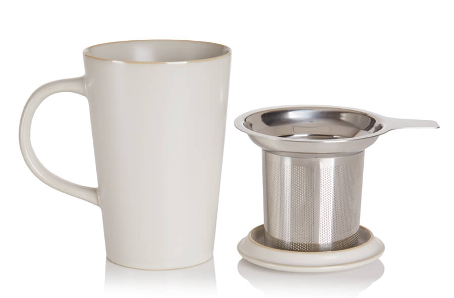 Porcelain Travel Cup with Stainless Steel Tea Infuser